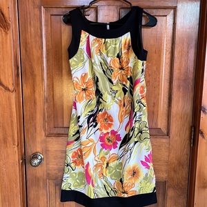 Alyx Bold Floral Scoop Neck Sleeveless Midi Dress with Pockets Size 10